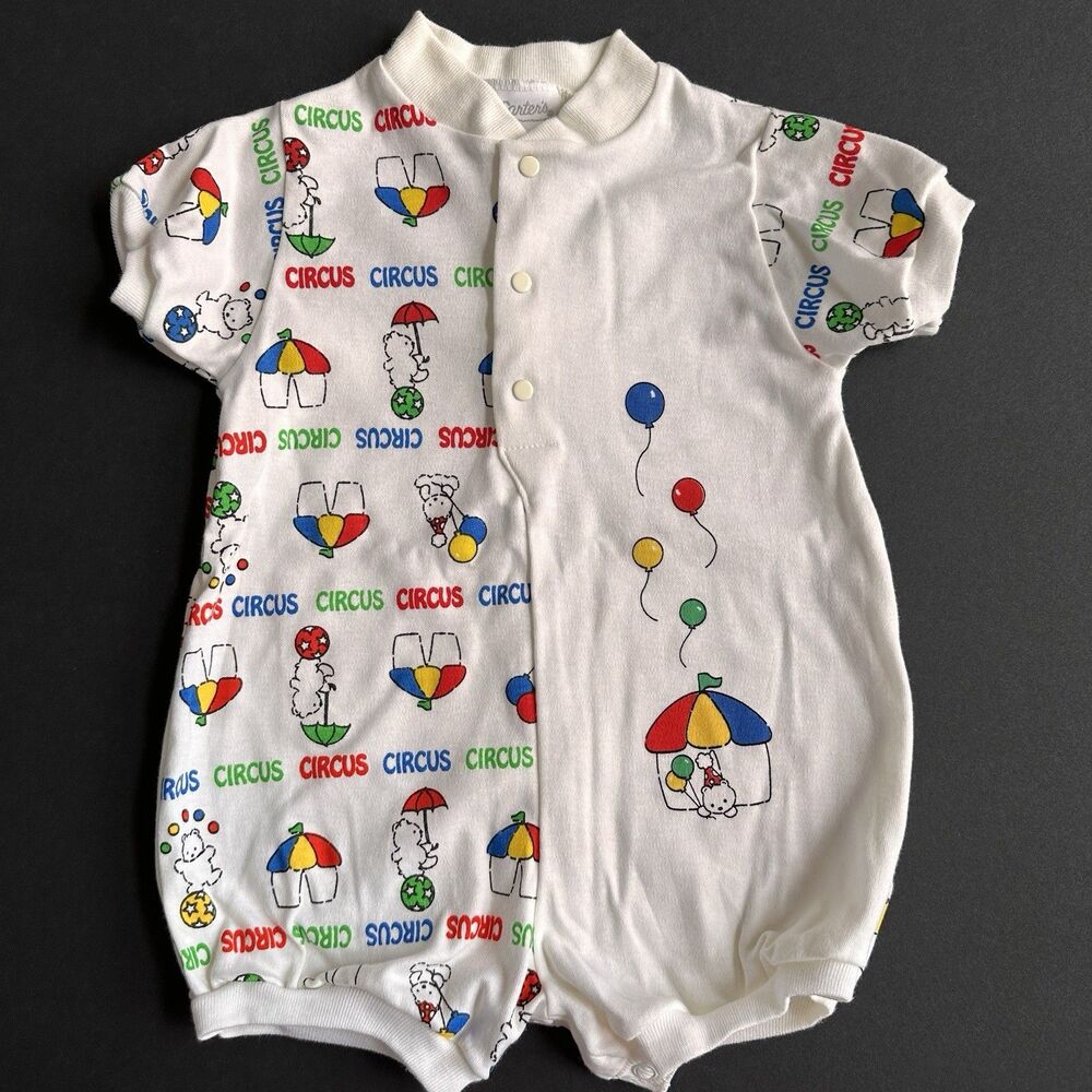 Vintage Carter’s Baby Romper 6-9M Circus Bear Balloons 90’s One Piece
